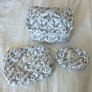 Black floral quilted make up bag bundle